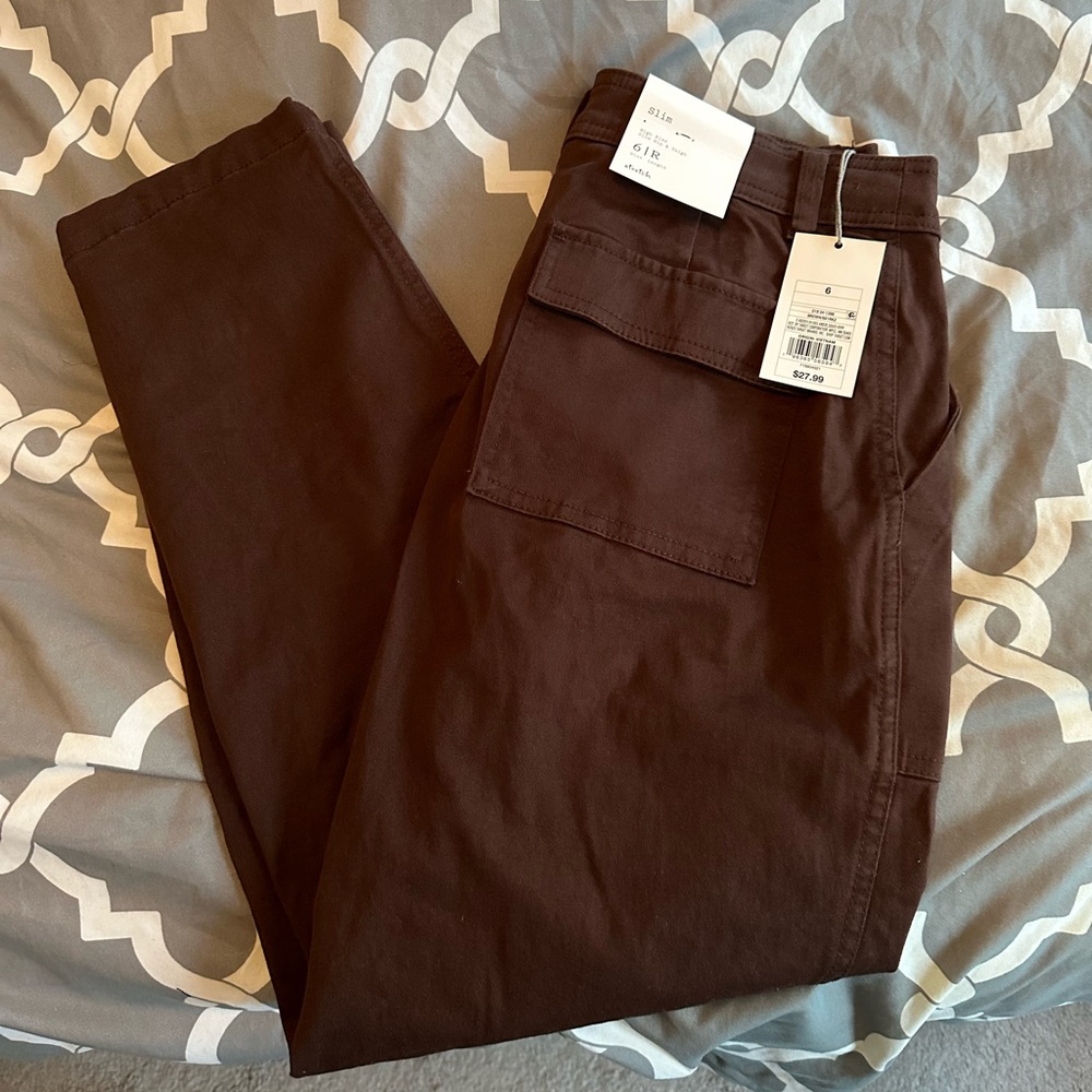 Women’s Target A New Day High Rise Utility Ankle Pants Dark Brown Size 6 BNWT